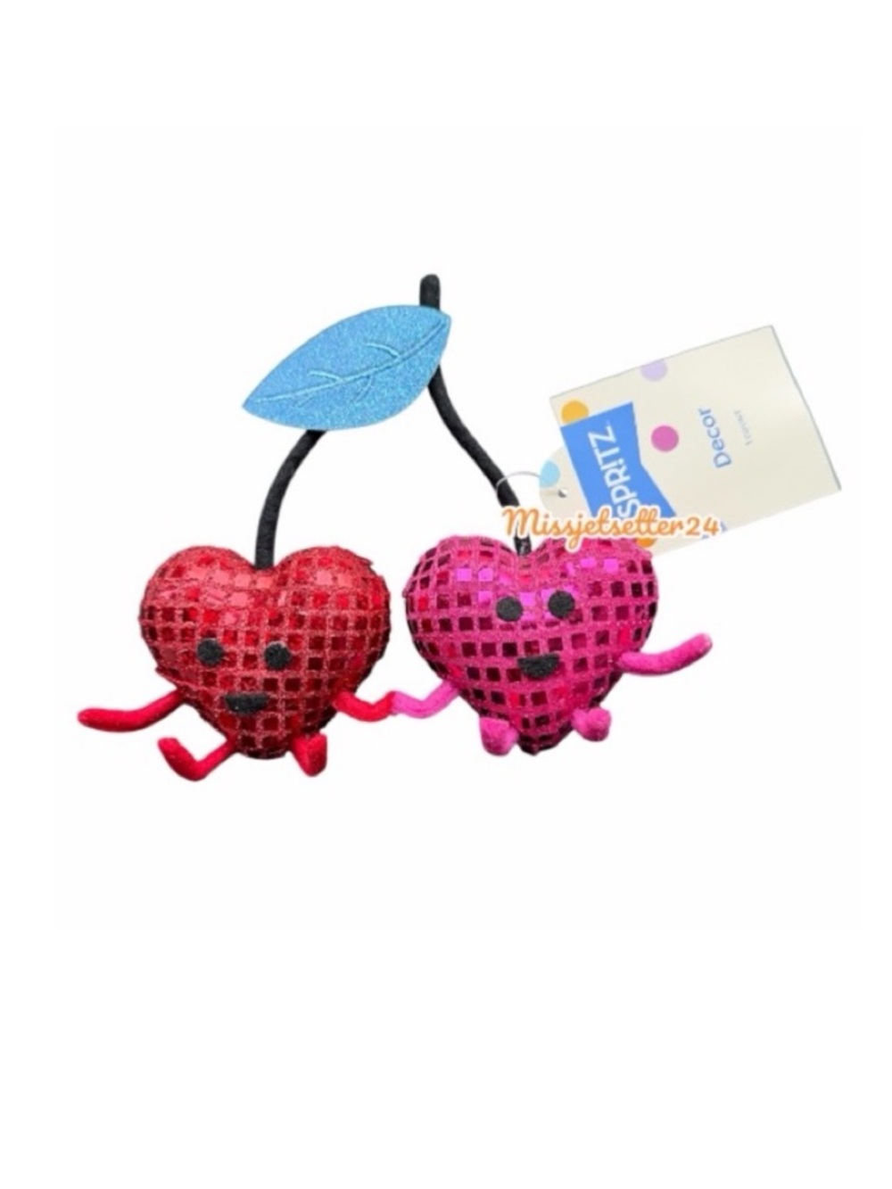 Spritz Red and Pink Cherry Heart Duo Decor Valentines Day Target Love Disco NWT
